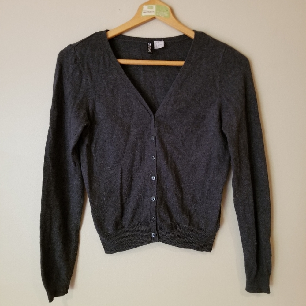 Cropped cardigan with elbow patches